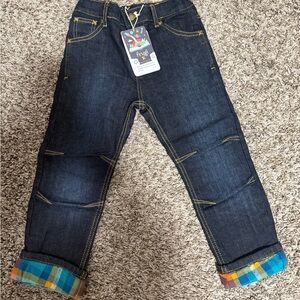 Frugi Kids Denim Jeans with Colorful Cuffs
